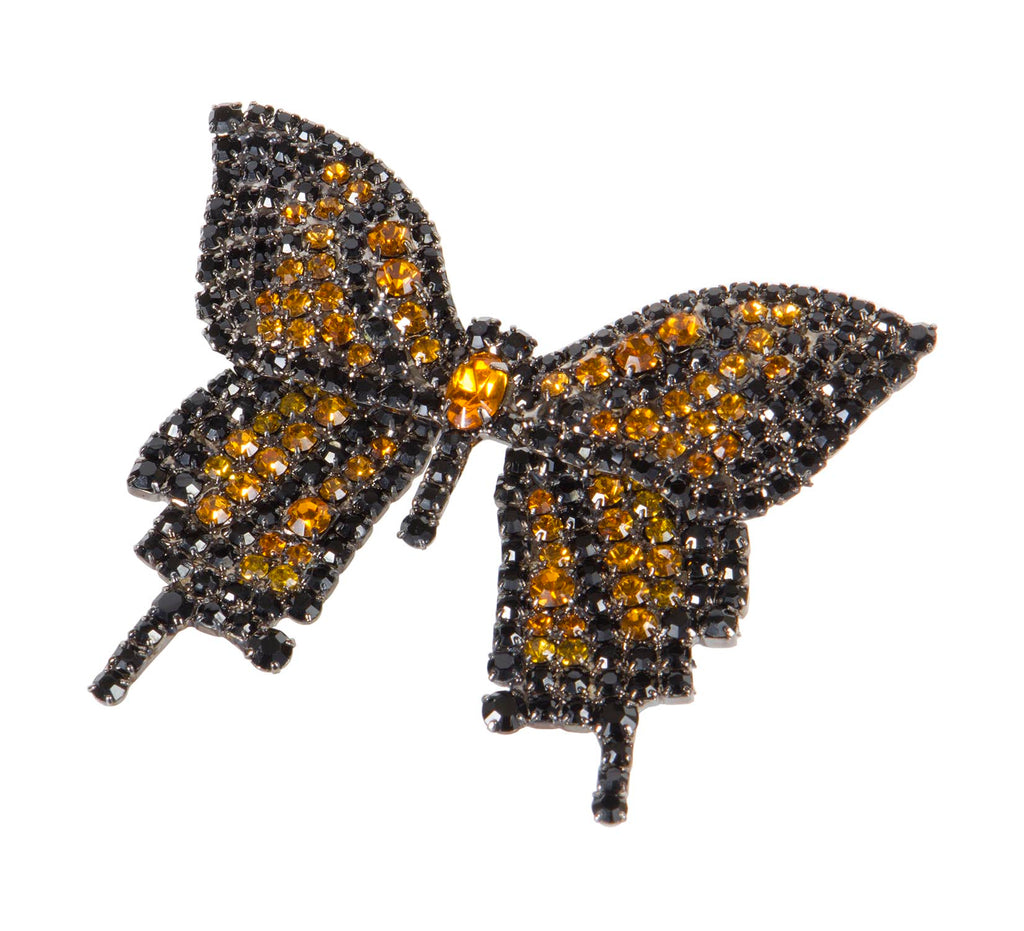 Bee Pin with Movable Wings Yellow, Black and Swarovski Crystal by Albe
