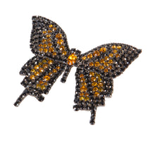 Butterfly Pin Movable Wings with Jet and Topaz Swarovski Stones by Albert Weiss - Albert Weiss Collection