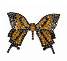 Butterfly Pin Movable Wings with Jet and Topaz Swarovski Stones by Albert Weiss - Albert Weiss Collection