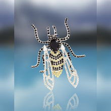 Bee Pin with Movable Wings Yellow, Black and Swarovski Crystal by Albert Weiss