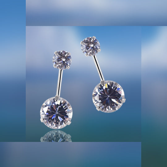 #16416 - Weiss CZ Earrings Rhodium Plated - Dangle Drip