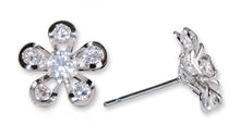 #16418 - Weiss CZ Earrings Rhodium Plated - Daisy Flower - Albert Weiss Collection