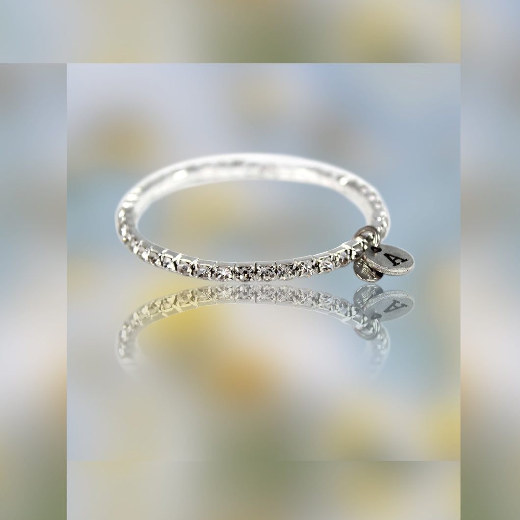 #16392 - Weiss Crystal Stretch Initial Bracelet