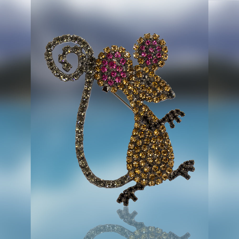 Mouse Pin with Swarovski Crystal Stones by Albert Weiss