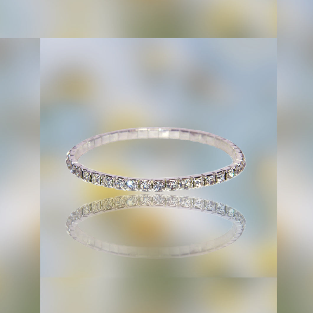 Weiss Rhinestone Stretch Bracelet Silver - Genuine Crystal (Multi Row)