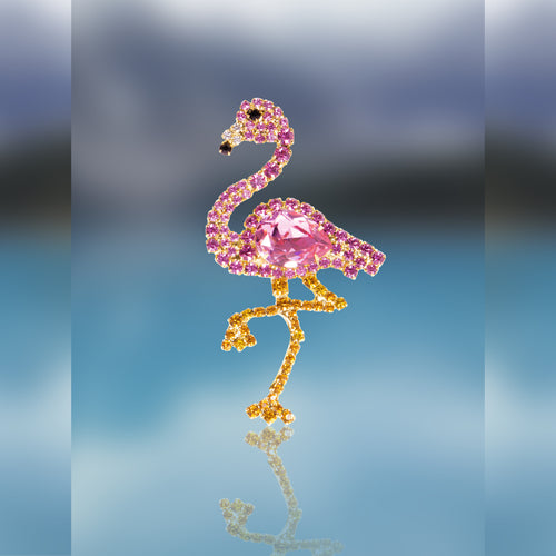 Pink Flamingo Pin with Swarovski Stones by Albert Weiss