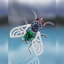 Fly Pin with Movable Wings using Swarovski Red, Black, Blue and Crystal Stones by Albert Weiss