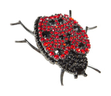 Ladybug Pin with Siam and Jet Swarovski Stones by Albert Weiss - Albert Weiss Collection