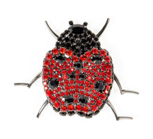 Ladybug Pin with Siam and Jet Swarovski Stones by Albert Weiss - Albert Weiss Collection