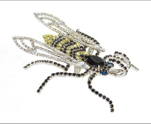 Bee Pin with Movable Wings Yellow, Black and Swarovski Crystal by Albert Weiss - Albert Weiss Collection