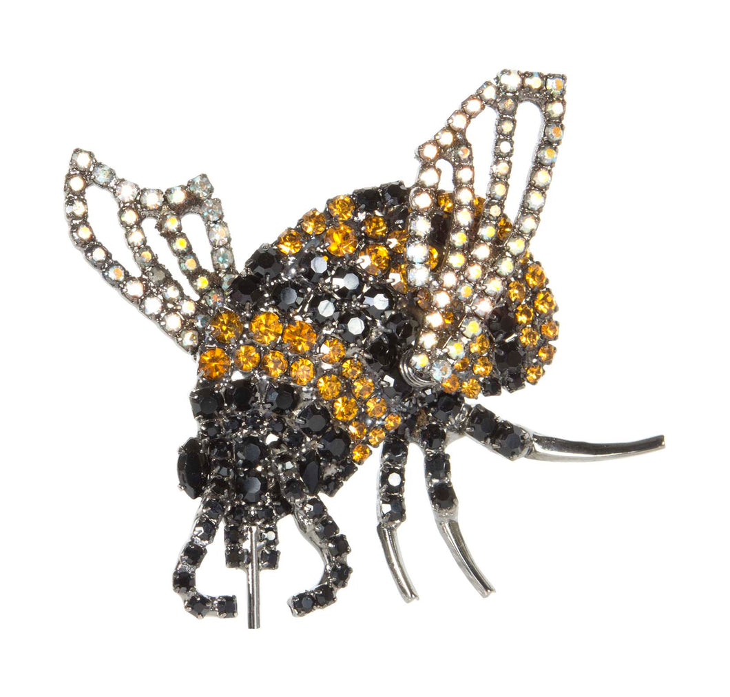 Albert Weiss Collection Bee Pin with Movable Wings Yellow, Black and Swarovski Crystal by Albert Weiss
