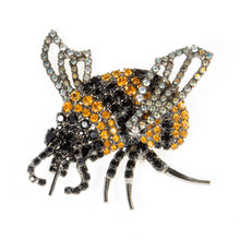 Bumble Bee Pin Using Jet and Topaz Swarovski Stones with Movable Wings by Albert Weiss - Albert Weiss Collection