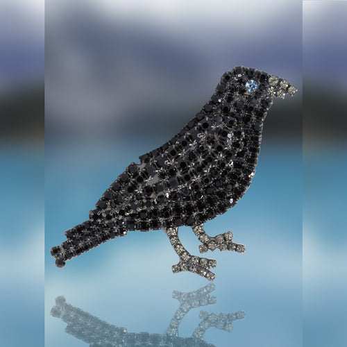 Raven Pin with Swarovski Crystal Stones by Albert Weiss