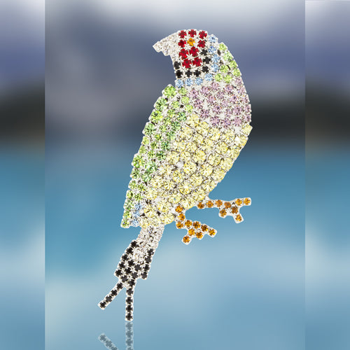 Gouldian Finch Pin with Swarovski Crystal Stones by Albert Weiss