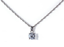 Albert Weiss Weiss CZ Solitaire Adjustable Necklace Rhodium Plated - Simulated Diamond Basket Prong - 8MM Stone - Albert Weiss Collection