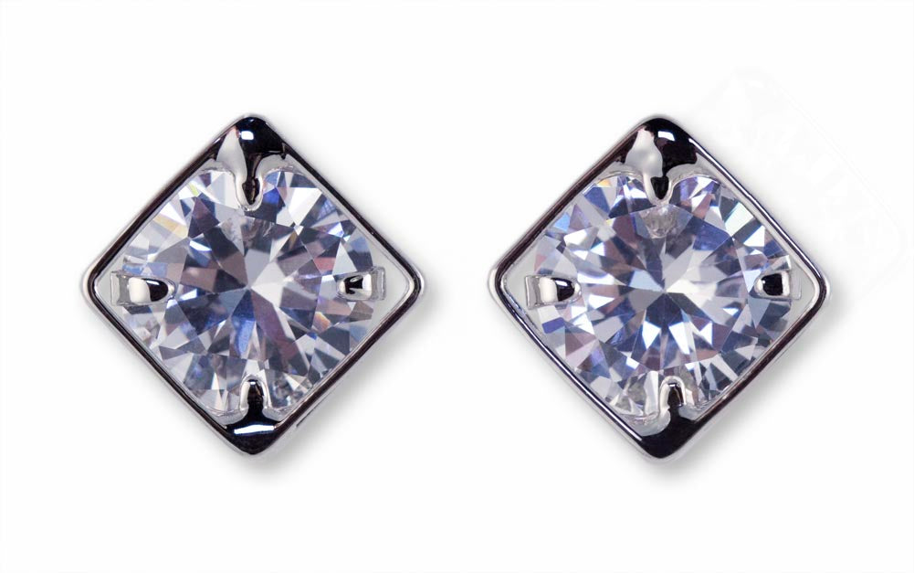 16417 Weiss CZ Earrings Rhodium Plated Channel Style 16417 Weiss CZ Earrings Rhodium Plated Channel Style