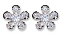 #16418 - Weiss CZ Earrings Rhodium Plated - Daisy Flower - Albert Weiss Collection